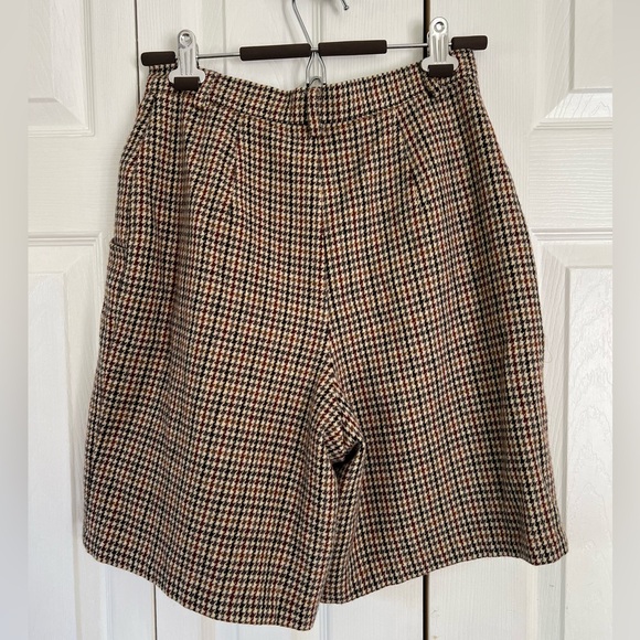 Savanna 4 Vtg pleated Trouser Shorts Petite Dark Academia Wool Blend Houndstooth - Picture 3 of 9